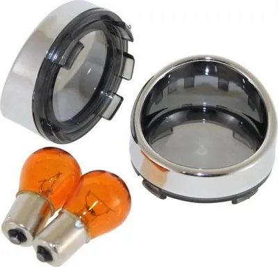 Obrázek produktu pro Čočky blinkrů šedě tónované 2x 12V 23W žárovky pro Harley Davidson