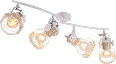 Produktbild von Deckenleuchte, weiß, Holzoptik, Spots beweglich, L 72 cm