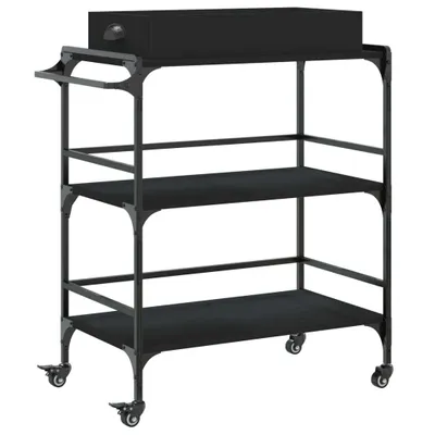 Immagine prodotto di Carrello da cucina nero 81,5x41x92,5 cm in legno