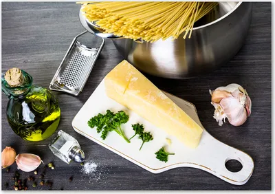 Produktbild von Tulup® Leinwandbild - 100x70 cm - Wandkunst - Drucke auf Leinwand - Leinwanddruck  - Essen & Getränke - Mehrfarbig - Pasta Knoblauch