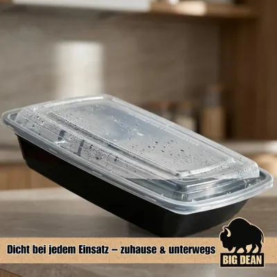 Produktbild von BigDean Wiederverwendbare Meal Prep Boxen mit Deckel (10 Stück) – robuste Mealprepboxen, stapelbare Meal Prep Dosen & Essensbox – mikrowellen-, gefrie