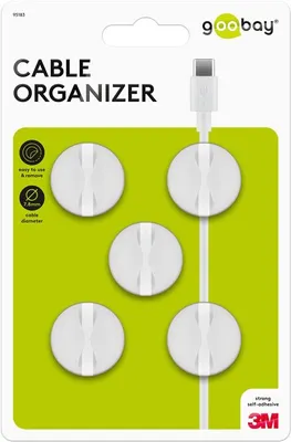 Immagine prodotto di Goobay Gestione cavi 1 slot, bianco, 5 pezzi