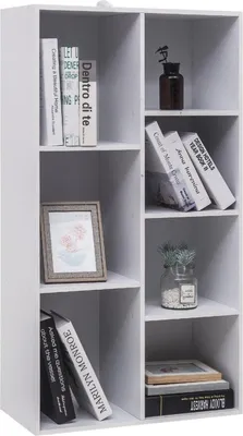 Immagine prodotto di Happyment Milta - 7 scomparti - Bianco - Libreria - Soggiorno, camera da letto e cameretta - Legno e MDF