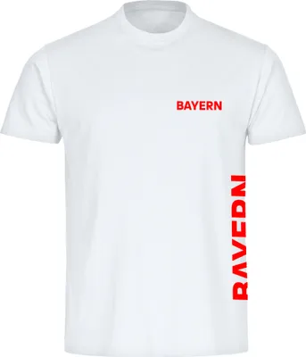 Produktbild von multifanshop Herren T-Shirt - Bayern - Brust & Seite, weiß, Größe S