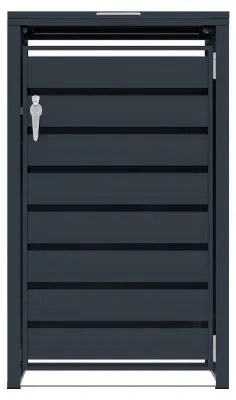 Image de Boîte de rangement pour poubelles en métal, de couleur grise, avec porte, pour 2 bacs de 240 litres