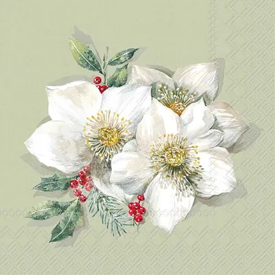 Produktbild von CHRISTMAS ROSE Sage Lunch-Servietten L1026826