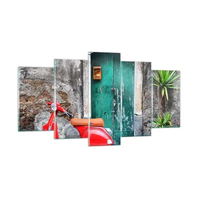 Produktbild von Bilder auf glas - Scooter transport italien retro - 160x85cm - Glasbilder - Wandbilder - Kunstdruck - zum Aufhängen bereit - Wanddekoration aus Glas - Glas Bilder - Wandbild auf Glas - GEA160x85-2571