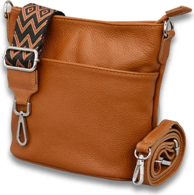 Produktbild von Adel Bags Lina Schultertasche Leder, Umhängetasche für Damen, Cognac Braun