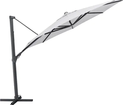Produktbild von Kettler Easy Swing Ampelschirm 350 cm, UPF 50+, inkl. Abdeckhaube+ Schirmständer, anthrazit matt/hellgrau, Aluminium/Polyester mit Polyurethan-Beschichtung
