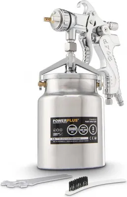 Zdjęcie produktu dla POWERPLUS POWAIR0110 Pistolet natryskowy HVLP - dolny zbiornik 1000cc