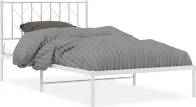 Produktbild von vidaXL Bettgestell mit Kopfteil Metall Weiß 107x203 cm