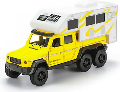 Produktbild von WOHNMOBIL Pick-UP 15,5cm Wohnwagen mit Licht Sound Rückzugmotor Modellauto Modell Auto Spielzeugauto Kinder Geschenk 29 (Gelb)
