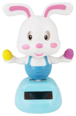 Produktbild von Armaturenbrett Wackelfigur Hase weiß blau Häschen Ostern Solarfigur
