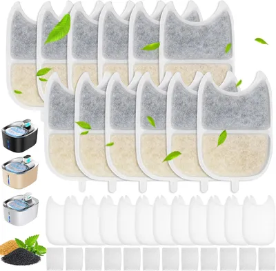 Produktbild von Katzenbrunnen Filter 12 Stück, Aktivkohle, Wasserfilter für Trinkbrunnen