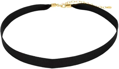 Produktbild von Schwarzer Choker 925er Silberverschluss gold