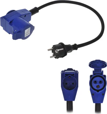 Produktbild von CEE Neopren Adapter CEE auf Schuko mit Winkelstecker, 200-250V, 16A, 40 cm, VDE