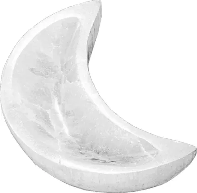 Produktbild von Selenit Mond Schale 10,5x4,5cm – Schale für Heilsteine und Meditation