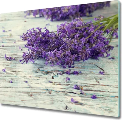 Produktbild von Glas Herdabdeckplatte 60x52 cm Spritzschutz Glasabdeckplatte Schneidebrett Lavendel