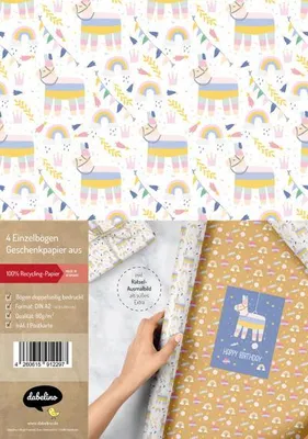 Produktbild von Geschenkpapier-Set für Kinder: Lama-Pinata