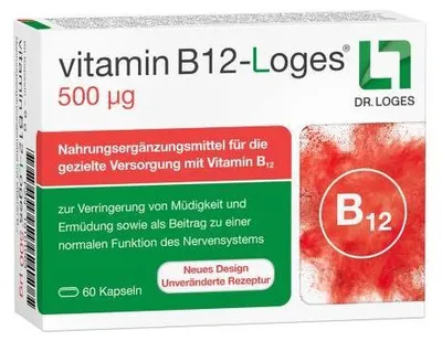 Obrázok produktu pre Vitamín B12-Loges 500 μg kapsúl 60 kapsúl