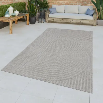 Produktbild von TT Home In-& Outdoorteppich Wetterfest Terrasse Esszimmer Abstraktes Retro Design 3D Größe 120x170 cm