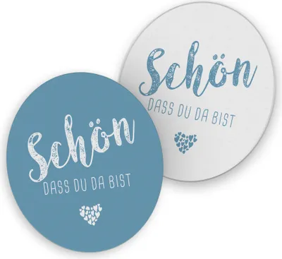Produktbild von itenga 40x Bierdeckel "Schön dass du da bist", nordic blue, Untersetzer, 10,7 cm