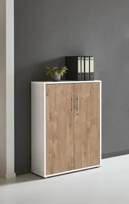 Produktbild von Aktenschrank TABOR niedrig in weiß / Gold Harbor Oak