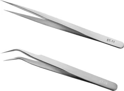 Image de Pincette de précision en acier inoxydable, lot de 2 - Ergonomique, haute précision, large utilisation