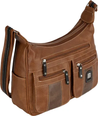 Produktbild von Schultertasche (15161) Damentasche Umhängetasche Leder Optik Handtasche COGNAC-BRAUN