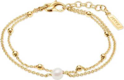 Productafbeelding van Jette - 88601742 - Armband - Dames - 925 Zilver - geel verguld gepolijst met Zoetwatercultuurparel - 17cm