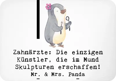 Produktbild von Mr. & Mrs. Panda magnet Zahnarzt Künstler - Weiß - Geschenk, Beruf, Pinnwandmagnet, Berufsalltag, kreative Geschenke, Notizhalter, Zahnheilkunde, Berufe, Lächeln, Mund