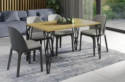 Produktbild von Endo-Möbel Esstisch Rulo 130cm - 210cm ausziehbar Design Küchentisch Metallgestell (Artisan Eiche)