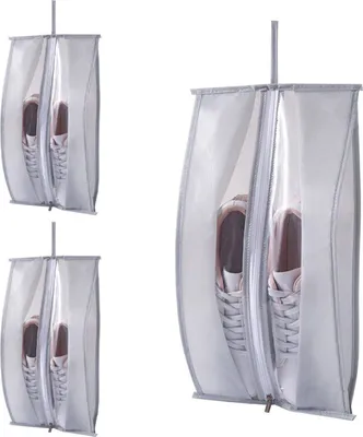Produktbild von 3 Stück Reise Schuhbeutel Wasserdicht Schuhtasche Schuhsack mit Reißverschluss Größe: 40x30cm, Farbe: Grau