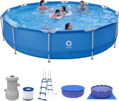Produktbild von Avenli® Frame Pool Komplettset 450 x 90 cm, Aufstellpool rund, mit Pumpe, blau