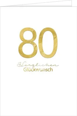 Produktbild von 80. Geburtstag große A4 XXL Karte mit Umschlag goldene 80 Herzlichen Glückwunsch
