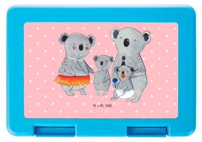 Produktbild von Mr. & Mrs. Panda Essensbox Koala Familie - Rot Pastell - Geschenk, Lunchbox, Mama, Frischhaltedose, Snackbox, Kinder, Muttertag, Koalas, Papa, Bento Box, Family, Bentobox