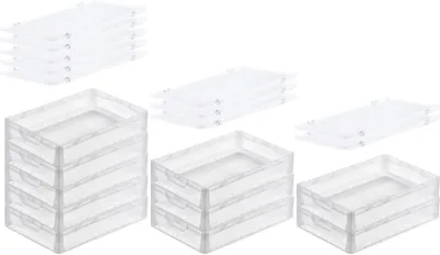 Immagine prodotto di SuperSparSet 10x Contenitore Euro trasparente LightLine con maniglia aperta e coperchio incernierato | HxLxP 12x40x60cm | 24 litri | Contenitore Euro, contenitore per il trasporto, contenitore per il trasporto, contenitore impilabile