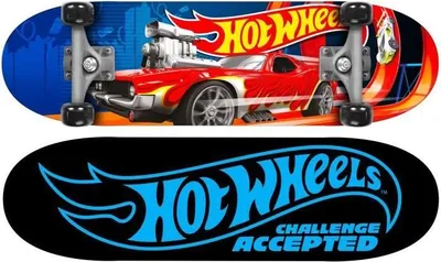 Obrázek produktu pro Skateboard Hot Wheels, 28 x 8 palců, double kick, protiskluzová deska, 50mm PVC kolečka, 9 vrstev čínského javoru