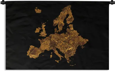 Produktbild von MuchoWow® Wandteppich Wandbehang Karte von Europa - Marmor - Gold 120x80 cm Tapisserie Dekoration Wandtuch - Wanddekorationen - Wandtücher