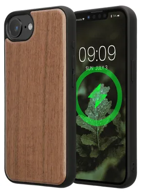 Produktbild von kwmobile Echtholz Schutzhülle kompatibel mit Apple iPhone 17e / iPhone 16e Hülle - Cover aus Holz und TPU - Kompatibel mit MagSafe - Case in Vintage