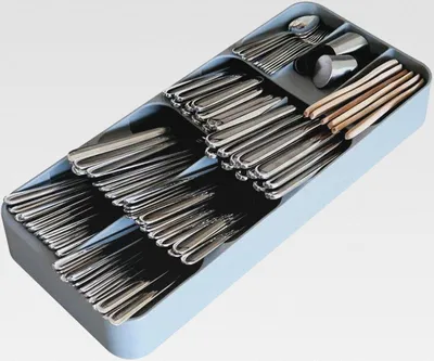 Produktbild von Besteckorganizer für Küchenschubladen, 9-Fach Besteckkasten, Schubladeneinsatz & Ordnungssystem, Küchen Organizer zur Aufbewahrung von Besteck und Küchenutensilien, Grau