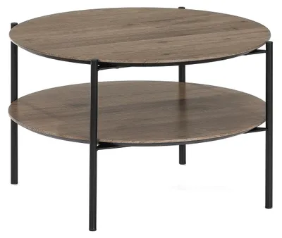 Produktbild von Couchtisch Alexandros Rundo, 63x63x38cm taupenbraunes Piniendekor braun, runder Sofatisch, mit Ablagefach, Wohnzimmer