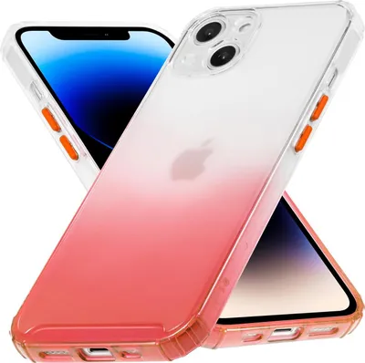 Produktbild von Conie Farbverlauf Schutzhülle für iPhone 14 Silikon Case Kamera Schutz Cover Hülle in Rot matt