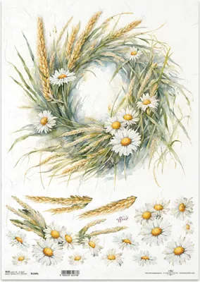 Produktbild von Reispapier Decoupage Bastelpapier für Decoupage A3 ITD-1260L Gänseblümchengirlande