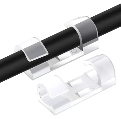 Productafbeelding van Kabelclips Zelfklevend Transparant - Kabel Houder - Zelfklevende Haakjes - Kabel Management - Kabel Organiser - 25 Stuks