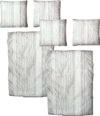 Produktbild von Baumwolle Satin Bettwäsche Streifen Grau 135x200 80x80cm: 4 tlg.