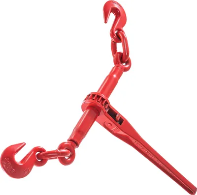 Image de SucceBuy 9.215 lbs 3/8" - 1/2" Liens à cliquet avec crochet G70, longueur réglable pour chaînes de qualité 70-80, arrimage et transport, pack de 2, rouge