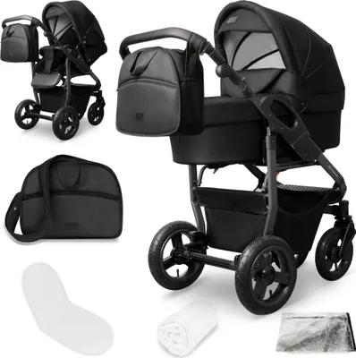 Produktbild von Bergsteiger Capri Kombikinderwagen 2-in-1 ohne Babyschale – Babywanne & Sportsitz, Luftreifen, Federung, höhenverstellbarer Griff, faltbar, Zubehör