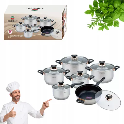 Produktbild von Kinghoff Edelstahl Topfset Induktion Gas 12-teilig mit Deckeln