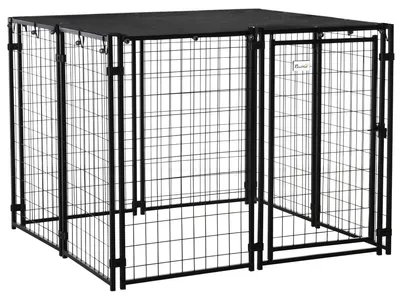 Immagine prodotto di Recinto per Cani Pieghevole con Copertura, 8 Pannelli con Porta Bloccabile, 141x141x113cm, Nero